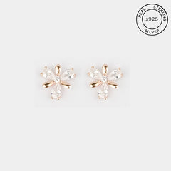 925 Sterling Silver Rosegold Floral Studs