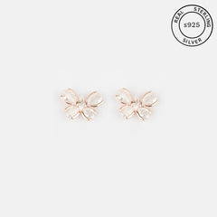925 Sterling Silver Rosegold Butterfly Bliss Studs