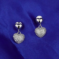 925 Sterling Silver Double Heart Danglers