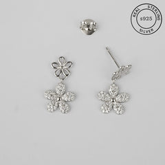 925 Sterling Silver Floral Charm Danglers