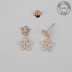 925 Sterling Silver Rosegold Floral Dangles