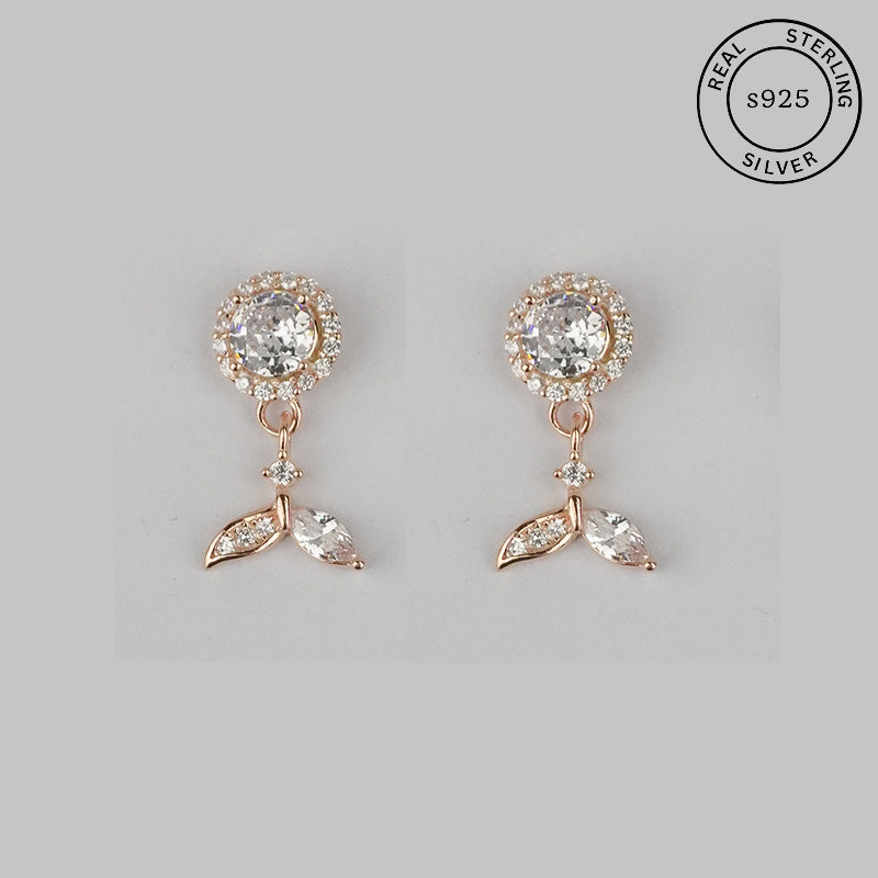 925 Sterling Silver Rosegold Blooming Elegance Dangles