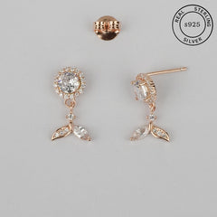 925 Sterling Silver Rosegold Blooming Elegance Dangles