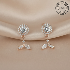 925 Sterling Silver Rosegold Blooming Elegance Dangles
featuring 'Real Sterling Silver' stamp.