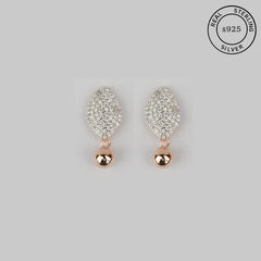925 Sterling Silver Rosegold Leaf Drop Dangles