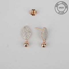 925 Sterling Silver Rosegold Leaf Drop Dangles