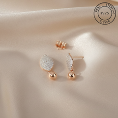925 Sterling Silver Rosegold Leaf Drop Dangles