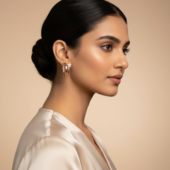 925 Sterling Rosegold C Shaped Star Hoops