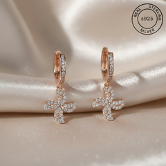 925 Sterling Silver Rosegold Charm Hoops featuring 'Real Sterling Silver' stamp.