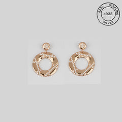 925 Sterling Silver Rosegold Circle Dangles