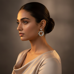 Woman wearing 925 Sterling Silver Circle Dangles