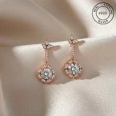 925 Sterling Rosegold Vintage Drop Dangles, featuring 'Real Sterling Silver' certification.