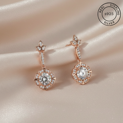 925 Sterling Rosegold Vintage Drop Dangles featuring 'Real Sterling Silver' stamp.
