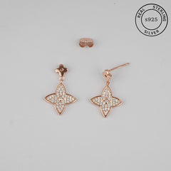 925 Sterling Silver Rosegold Floral Dangles