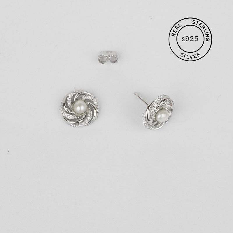 925 Sterling Silver Swirl Studs