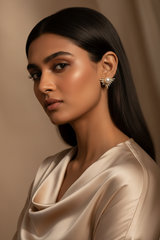 925 Sterling Silver Gold Sunlit Grace Pearl Studs