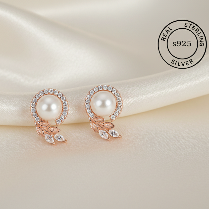 925 Sterling Silver Blush Bloom Pearl Studs