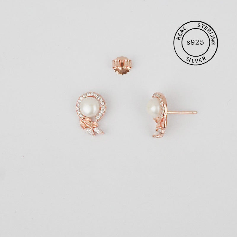 925 Sterling Silver Blush Bloom Pearl Studs