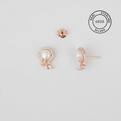 925 Sterling Silver Blush Bloom Pearl Studs