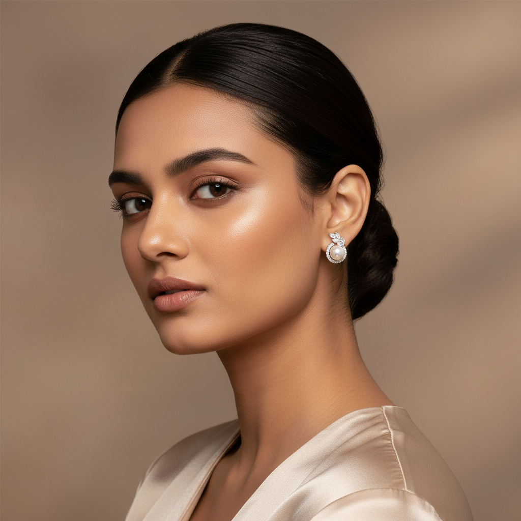 925 Sterling Silver Blush Bloom Pearl Studs (Silver)