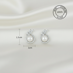 925 Sterling Silver Blush Bloom Pearl Studs (Silver)
