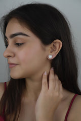 925 Sterling Silver Double Halo Heart Studs