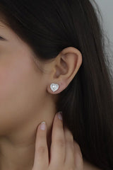 925 Sterling Silver Double Halo Heart Studs