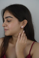 925 Sterling Rosegold Bow Emerald Cut Studs