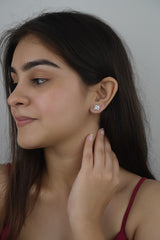 925 Sterling Silver Princess Cut Zircon Studs