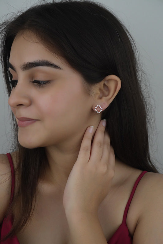 925 Sterling Rosegold Zircon Studs