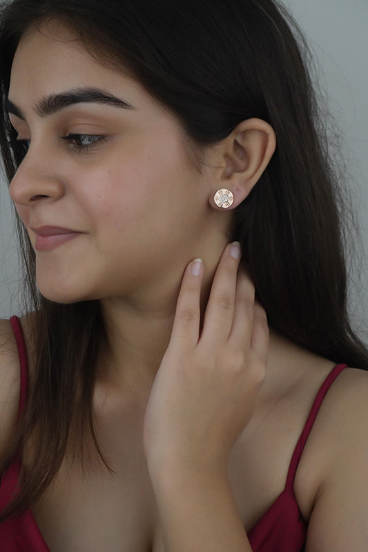 925 Sterling Rosegold Round Studs