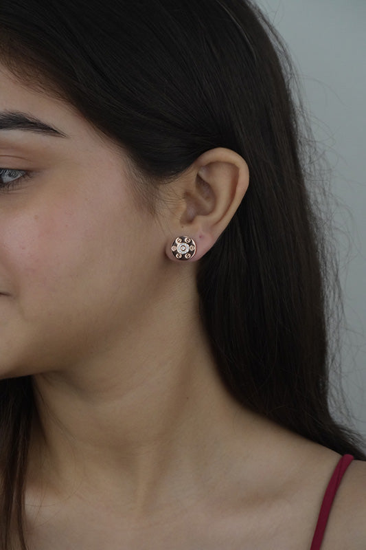 925 Sterling Rosegold Round Studs