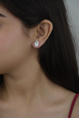 925 Sterling Silver Bow Emerald Cut Studs