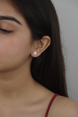 925 Sterling Silver Rosegold Radiant Blossom Studs