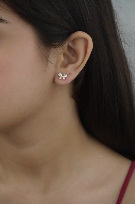 925 Sterling Silver Rosegold Butterfly Studs