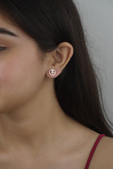 925 Sterling Silver Rosegold Sparkle Studs