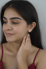 925 Sterling Silver Rosegold Sparkle Studs