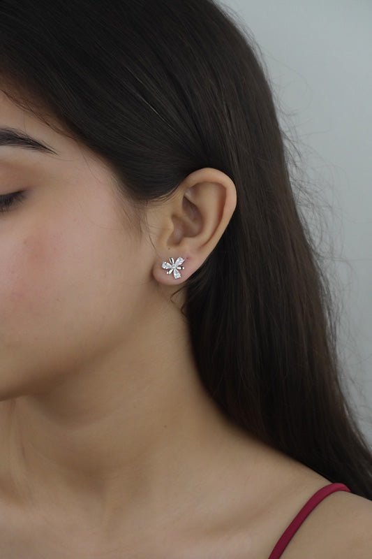 925 Sterling Silver Floral Studs