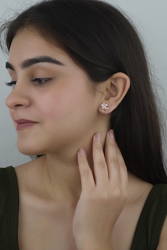 925 Sterling Silver Rosegold Blush Bloom Studs