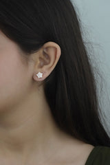 925 Sterling Silver Rosegold Twinkling Star Studs