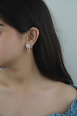 925 Sterling Rosegold Floral Drop Earrings