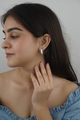 925 Sterling Silver White Enamel C Shaped Hoops