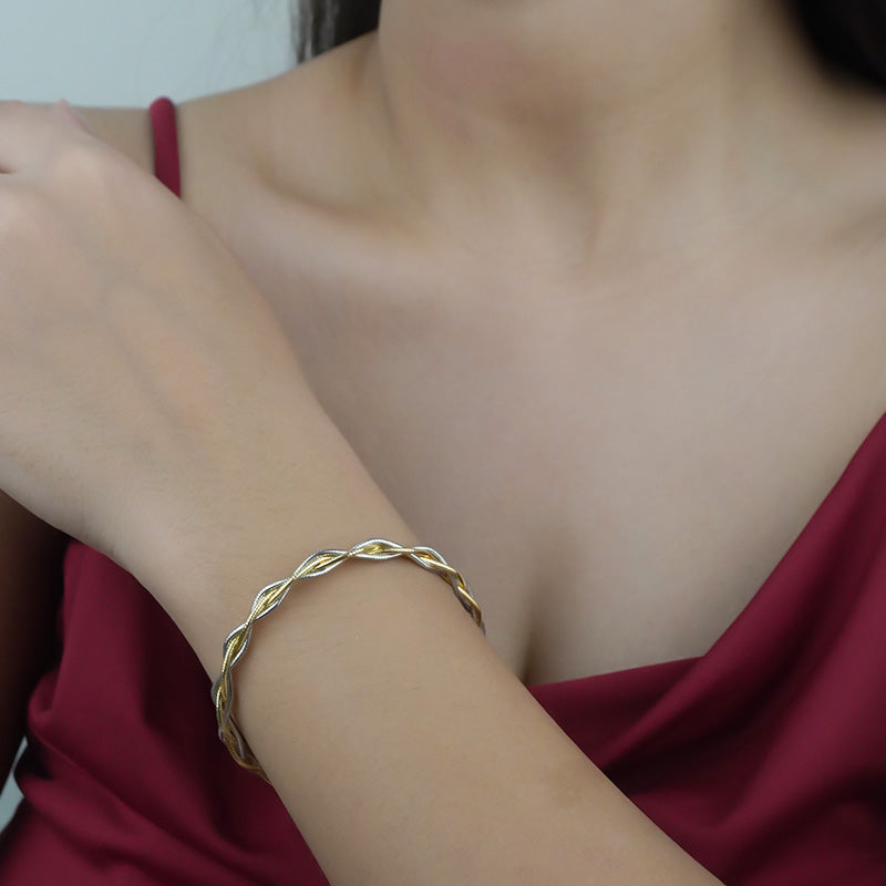 925 Sterling Silver Dual Tone Twist Bracelet