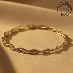 925 Sterling Silver Dual Tone Twist Bracelet