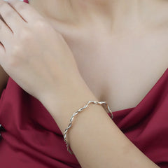 925 Sterling Silver Dual Tone Twist Bracelet