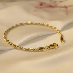 925 Sterling Silver Golden Twist Elegance Bracelet