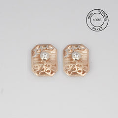 925 Sterling Silver Floral Weave Studs (Rosegold)