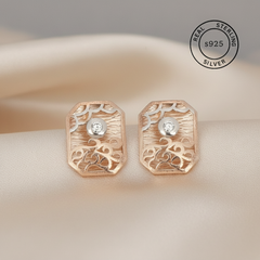925 Sterling Silver Floral Weave Studs (Rosegold)