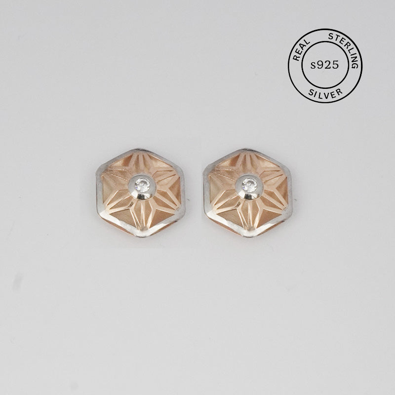 925 Sterling Silver Bloom Mesh Studs (Rosegold)