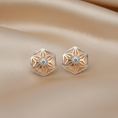 925 Sterling Silver Bloom Mesh Studs (Rosegold)